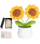 ZHIYUXI Crochet Flower Handmade Sunflowers Artificial Knitted Flowers for Office Desk Decor