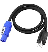 Stage Light PowerCON Cable, 3 Prong Plug to PowerCON AC Power Cable, 20A 3 Pin 16AWG, Male to Mal...
