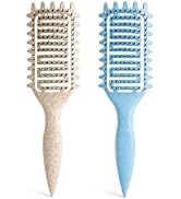 Curl Defining Brush for Curly Hair, Vented Detangling Hair Brush for Wet and Dry Styling, Curved ...