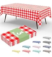 Smiry 3 Packs Gingham Disposable Table Cloth, 54 x 108 Inch Waterproof Plastic Tablecloth, Rectan...