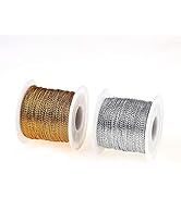 2 Spools 656 Feet Metallic Thread Gold Jewelry Thread Silver Craft String Tinsel String Craft Mak...