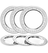 ZENFUN 6 Pack 12" Stainless Steel Charger Plates, Round Metal Plates with Flower Pattern, Large S...