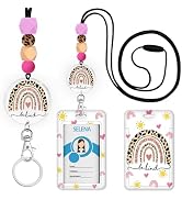Cute Rainbow Lanyards for Id Badges and Keys, Be Kind ID Badge Holder with Lanyard, Silicone Bead...