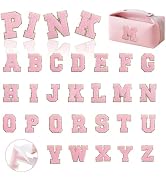 MXCOIRTP Self-Adhesive Chenille Letters Patches, 26PCS Pink Letter Stickers on Patches Varsity Le...
