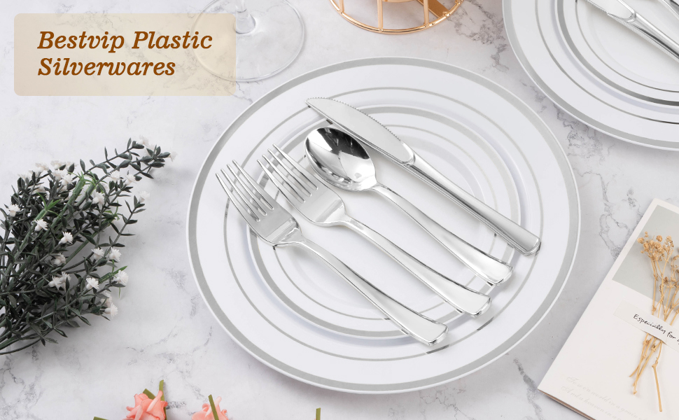 silver silverware disposable
