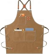 AFUN Chef Aprons for Men Women with Oversized Pockets, 16-Ounce Cotton Canvas Cross Back Heavy Du...