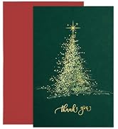 Nihuecne 30 Pack 4" x 6" Christmas Thank You Cards with Self-adhesive Envelopes, Gold Foil and Bl...