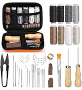40 Pcs Upholstery Repair Sewing Kit, Leather Heavy Duty Sewing Kit, Leather Working Kit with 8 Up...