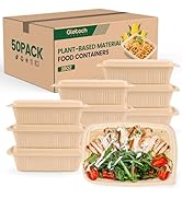 100 Piece (50 Pack) Meal Prep Containers with Lids, 28 oz Cornstarch Food Storage Containers Plan...