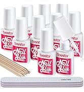 Teenitor Best Nail Glue for Press Ons, 10 Pack Brush On Nail Glue Strong for Acrylic Nails with N...