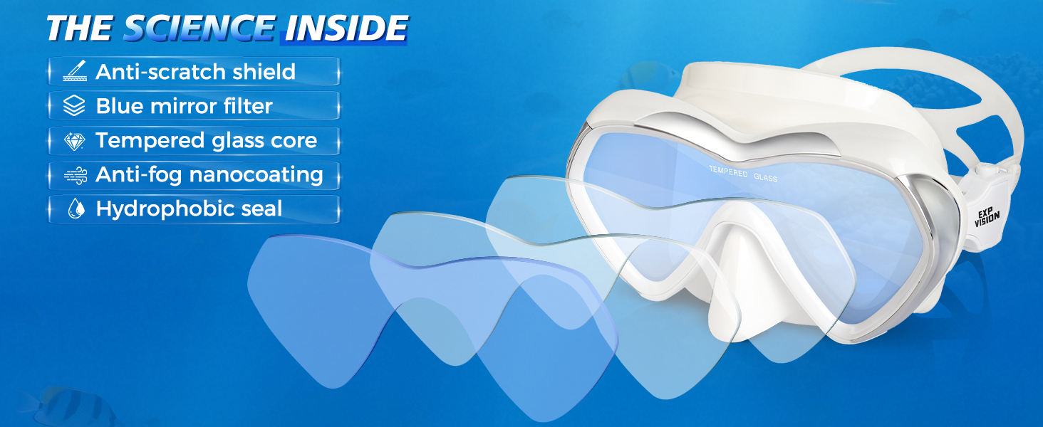 Scuba Diving Mask Snorkel Goggles, Adult Mirror Swim Mask Single Lens Swim Goggles wIith Nose Cover