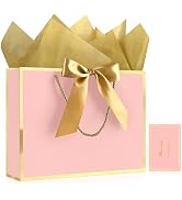 JMANNI 1PCS Large Gift Bag with Ribbon and 1 Greeting Card 2 Tissue Papers, Portable Paper Gift B...