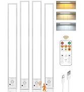 Under Cabinet Lights with Remote Control,16 inch LED Motion Sensor Light Indoor,4000mAh USB Recha...