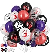 Paready Halloween Balloons, 50pcs Black Purple Red Balloons, Black White Bloody Handprint Balloon...