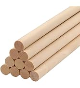 Lugailly Wood Dowel Rods Wooden Dowels for Crafting 3/8 x 12 Inch, 10 PCS Macrame Wood Rods Round...