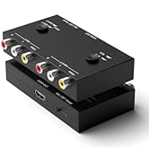 2 Port RCA to HDMI Converter, Dual AV to HDMI Converter Supports 16:9/4:3 Composite to HDMI Adapt...