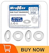 1/4" SAE Flat Washers (100Pcs) 3/4" OD 304 Stainless Steel(18-8)