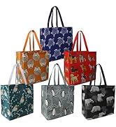 BeeGreen Animal Reusable Grocery Bags - W13*H13*D7 6 Packs Lightweight Shopping Totes with Long H...