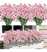 Besteek 24 Bundles Artificial Flowers for Outdoors, Fake Silk Flowers UV Resistant Faux Plastic P...