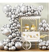 APLANET 150pcs Silver Balloons Different Sizes 18 12 10 5 Inch, Latex Balloons for Silver Themed ...