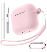 Hamile for AirPod 4 Case (2024) with Cleaner Kit, Keychain & Lanyard – Soft Silicone Protective C...