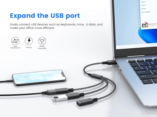 USB Splitter 1 in 3 Out