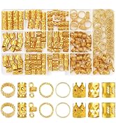 Sightor 262PCS Gold Hair Jewelry for Braids, Gold Dreadlock Beads Locs Accessories Hair Charms fo...