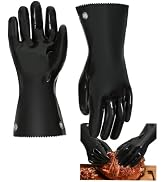 GAGAQI Insulated BBQ Gloves Heat Resistant/No Stiff for Grill/Cooking/Pit,Grilling Gloves,Meat Gl...