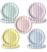 WRXVVTSV 50 PCS Pastel Rainbow Stripe Paper Plates 9 Inch, Colorful Disposable Dinner Plates for ...