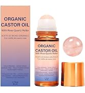 Hotmang Castor Oil Rose Quartz Roller Ball - Castor Oil Roll On, 100% Cold-Pressed Castor Oil 1.7...
