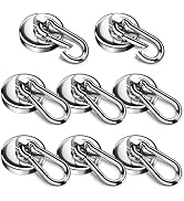 FINDMAG 8 Pack Magnetic Hooks, 100LBS Neodymium Magnet Hooks with Swivel Carabiner, Strong Heavy ...