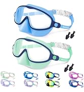 Vvinca Swim Goggles with Nose Cover, 2 Pack Wide View Diving Mask Anti-Fog UV No Leak Toddlers Sw...
