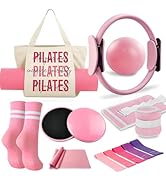 Pilates Essentials Kit for Women with Pilates Ring and Ball Set, Resistance Band Set, Yoga Mat Ba...