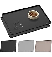 YINEYA 2 Pack Silicone Dog & Cat Food Mat Waterproof 22" x 14", Raised Edge Dog Bowl Mat for Food...