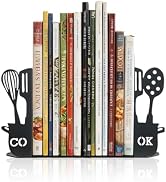 ENCIMART Metal Book Ends for Shelves, Kitchen Bookends Home Decorative Bookends for Heavy Books, ...