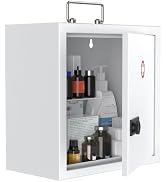 Uniclife Wall Mount Medicine Cabinet with Combination Lock & Handle Locking First Aid Cabinet Loc...