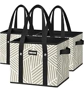 DSDCDJ Reusable Grocery Bags 3 Pack - Heavy Duty Reusable Shopping Bags with Hard Bottom & Long H...