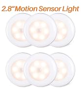 STAR-SPANGLED 6 Pack 2.8” Motion Sensor Lights Indoor AAA Battery Operated, Stick on LED Puck Lig...