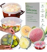 Reusable Silicone Stretch Lids for Food Storage in Fridge - Elastic Heat-Resistant Bowl Covers, C...