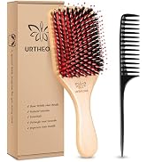 URTHEONE Hair Brush,Boar Bristle Hair Brushes and Hair Comb Set for Women Men Kids, Best Natural ...