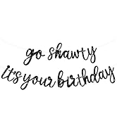 BEISHIDA Black Go Shawty It's Your Birthday Banner - NO DIY - Hip Hop Theme Glitter Happy Birthda...