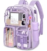 Clear Backpack for School, Heavy Duty PVC Transparent Bookbag with Reinforced Straps Stitches, Cl...