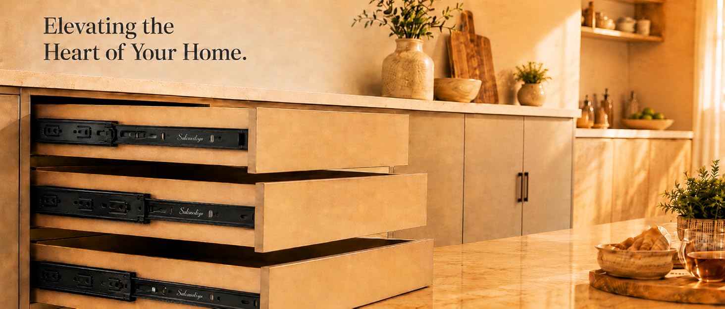 Sulawskys black metal drawer slides for kitchen cabinets smooth extension rails side mount design