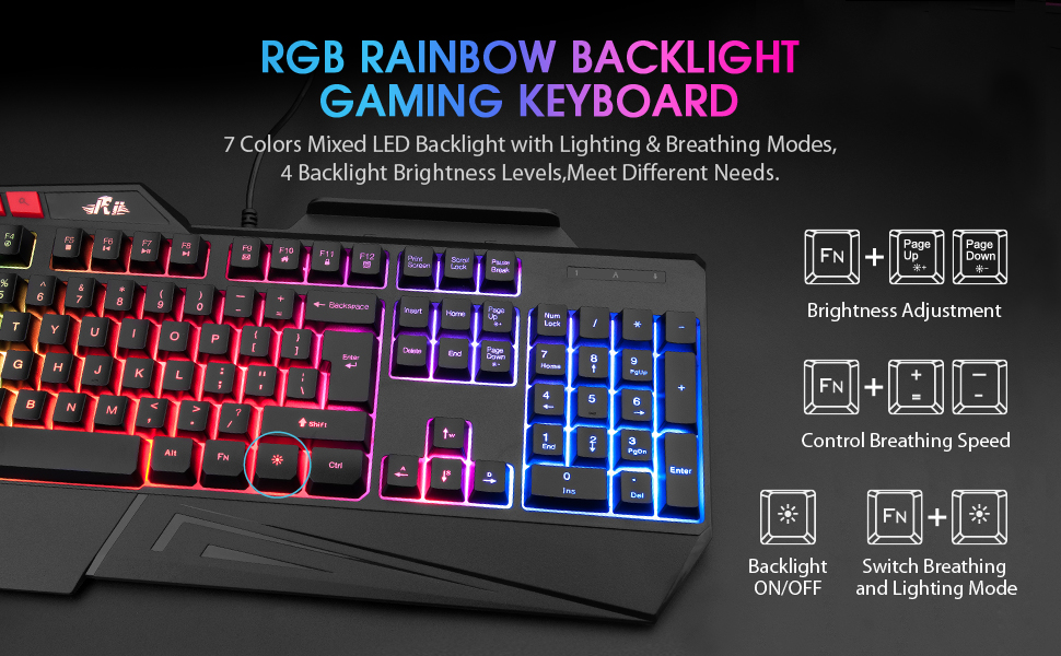 RGB Rainbow Backlit Gaming Keyboard