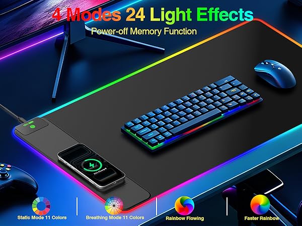 RGB Gaming Mouse Pad with Wireless Charging
