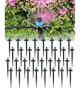 Landtouch 36 Pack Drip Irrigation Parts, Quick Connect 1/4" Adjustable 360° Emitter with Bidirect...