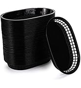 Cedilis 40 Pack Fast Food Baskets, 10.5 x 7 Inch Black Plastic Baskets, Food Service Tray for Hot...