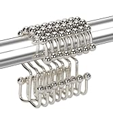 12PCS Shower Curtain Hooks Rings for Bathroom, Stainless Steel Metal Rust Resistant Balance Slidi...