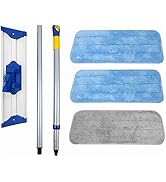 CELOX Durable Telescopic Pole Dust Mops for Floor Cleaning, Professional 360° Aluminum Head Flat ...
