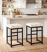 Homepop Home Decor | Modern 24-Inch Counter Stool | Backless Metal Frame Bar Stools Counter Heigh...